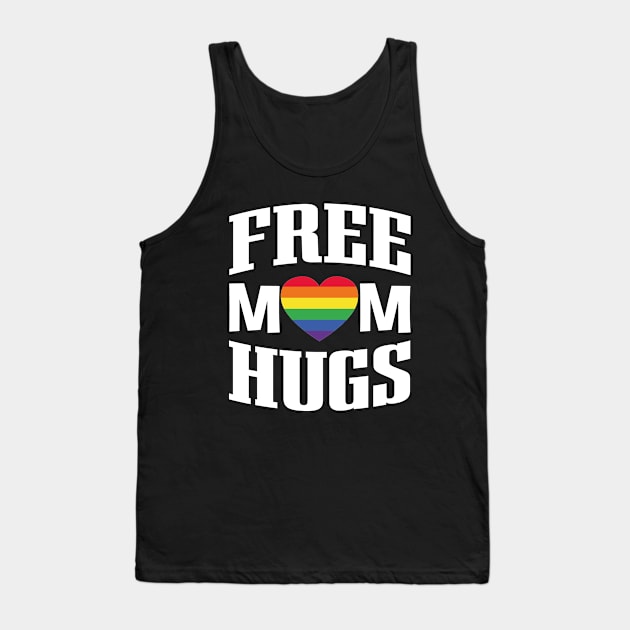 Free Mom Hugs, Rainbow Heart LGBT Support, Gay Pride Cool Gift Tank Top by EleganceSpace